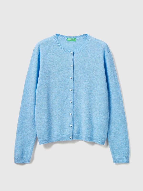 Cárdigan azul claro de pura lana merino Cárdigan azul claro de pura lana merino Mujer