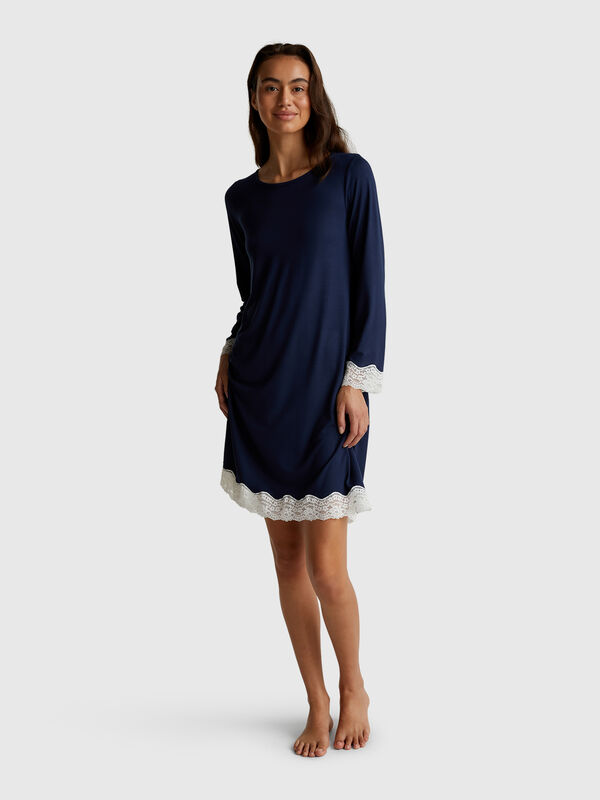 Camisón fluido con encaje Mujer
