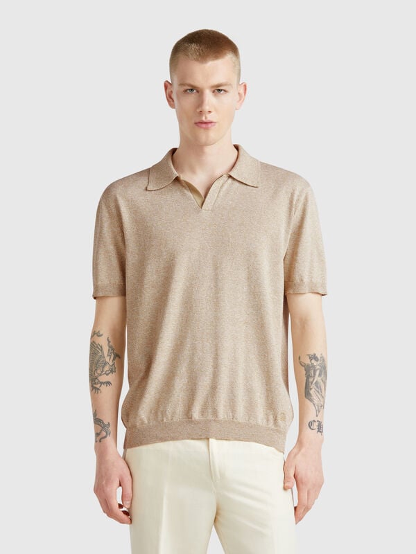 Polo de manga corta en mezcla de algodón Hombre