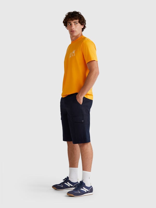 Shorts cargo de puro algodón Hombre