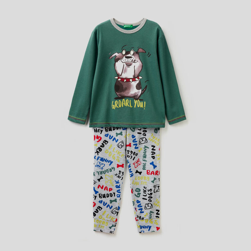 Pijama de algodón con pantalón estampado