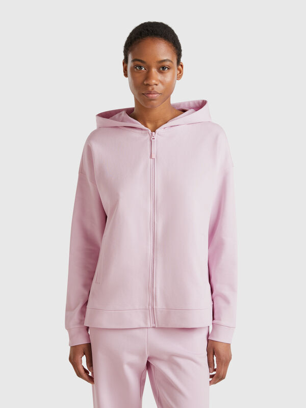 Sudadera 100% algodón con cremallera y capucha. Mujer