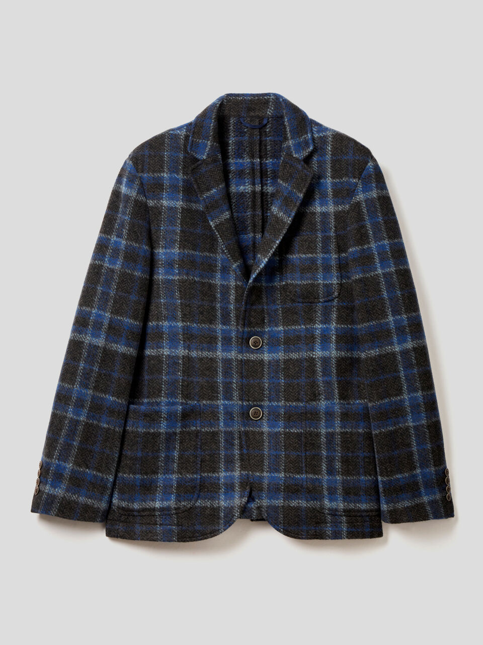 Blazer slim fit de cuadros de lana mixta image number 1