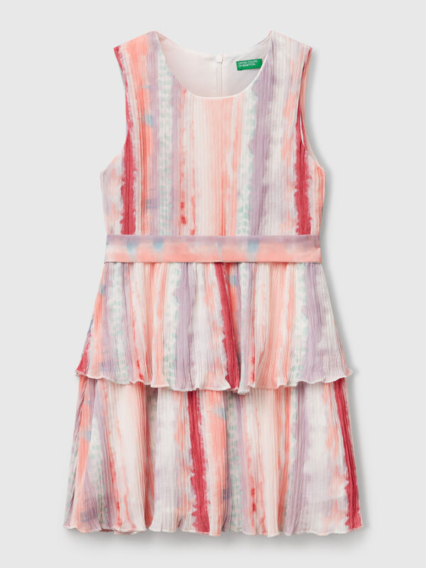 Vestido plisado estampado Niña