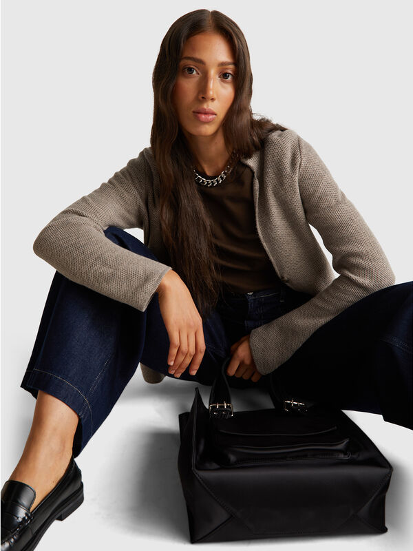 Chaqueta de punto de mezcla de lana y cachemira Mujer