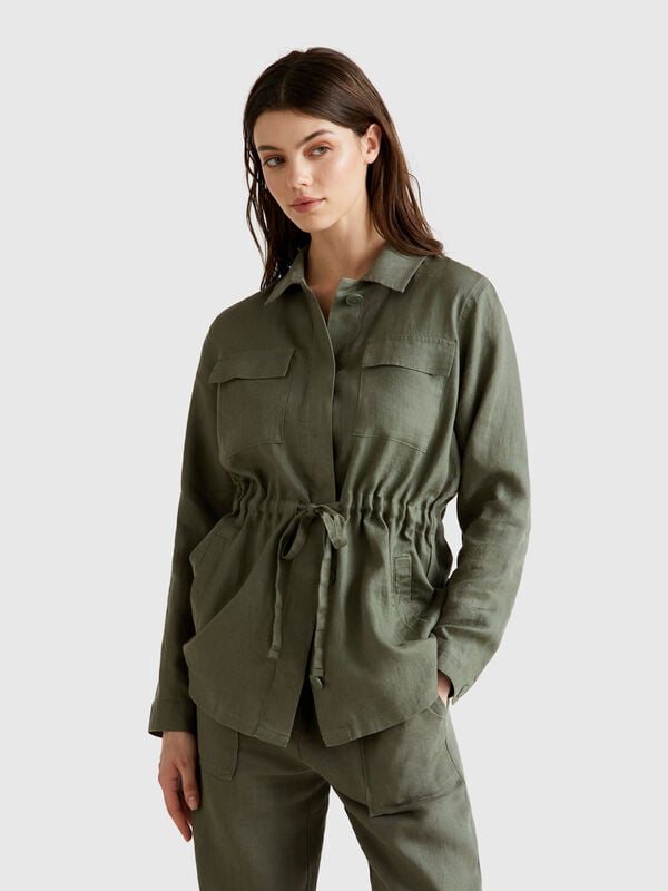 Chaqueta con cordón de puro lino Mujer