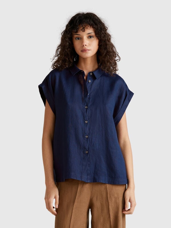 Camisa regular fit de puro lino Mujer