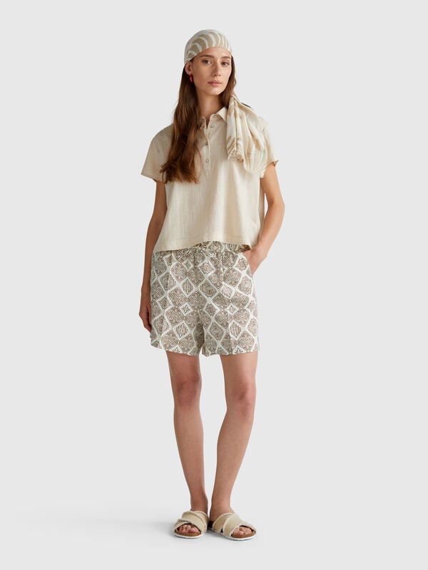 Shorts de lino estampados Mujer