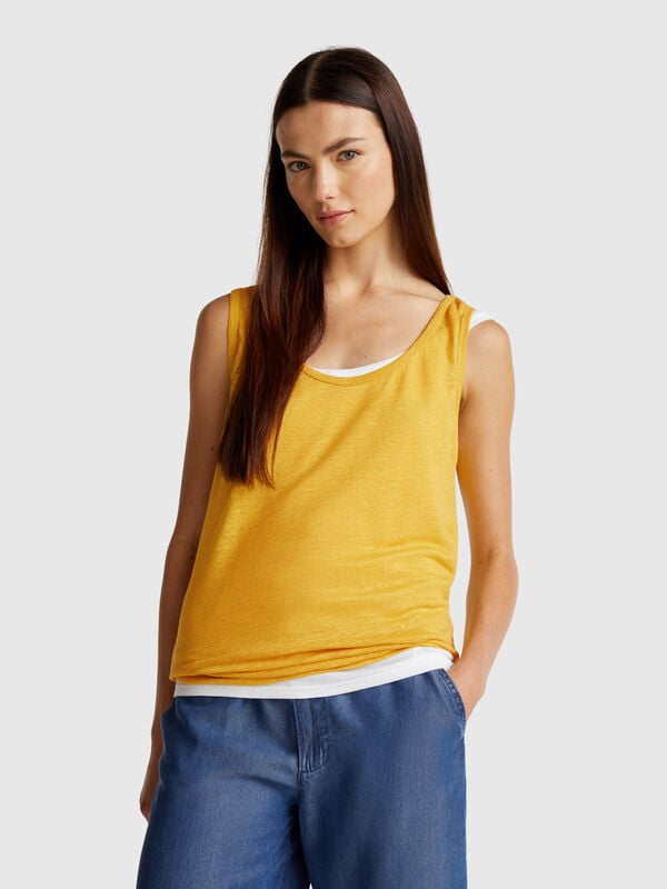 Camiseta de tirantes de puro lino Mujer