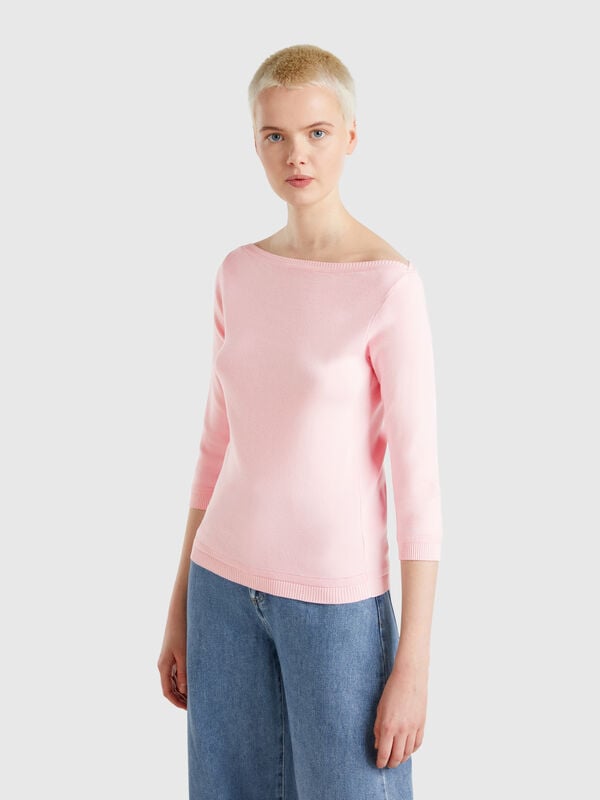 Jersey de 100 % algodón con escote barco Mujer