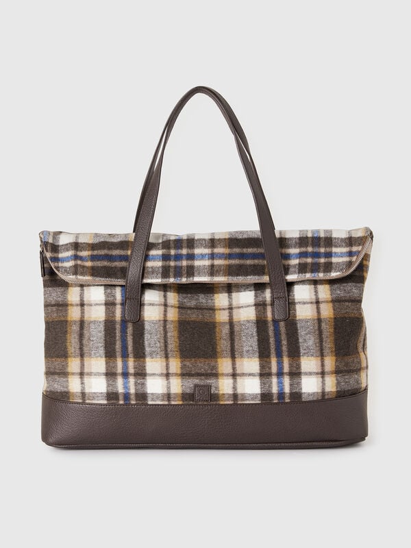Bolso de cuadros en mezcla de lana Hombre