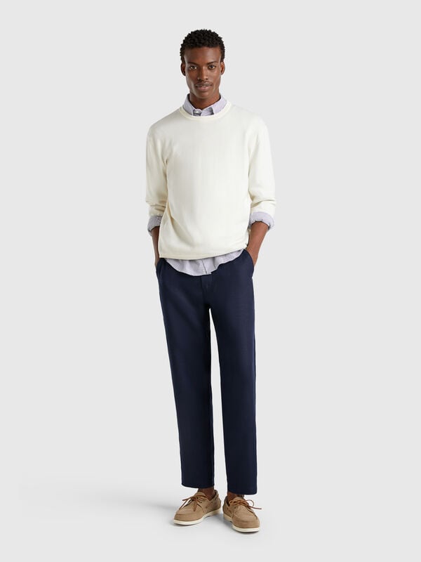 Pantalón de puro lino con cordón Hombre