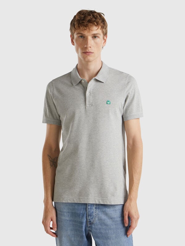Polo gris jaspeado slim fit Hombre