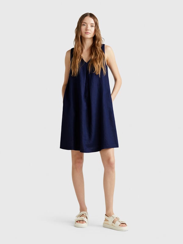Vestido sin mangas de puro lino Mujer