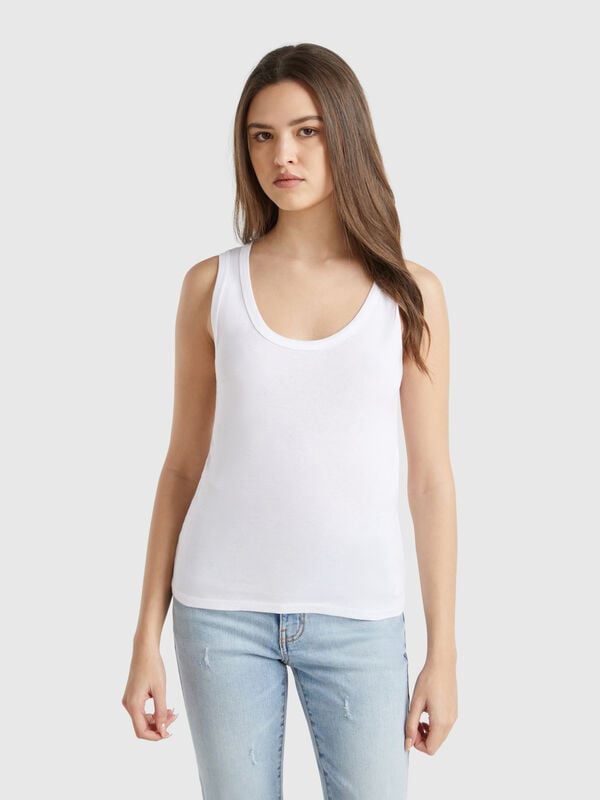 Camiseta de tirantes blanca de puro algodón Mujer