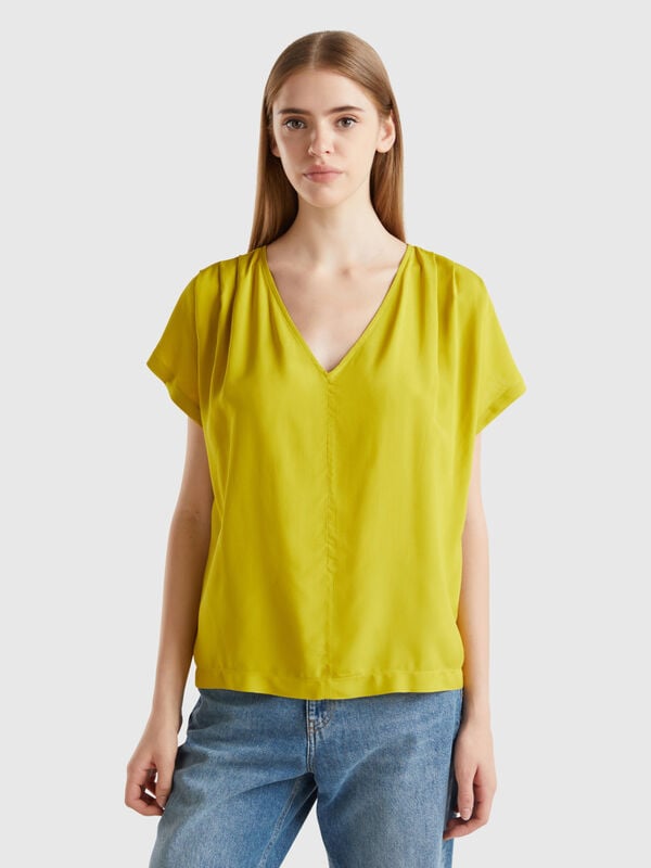 Blusa fluida de manga corta Mujer