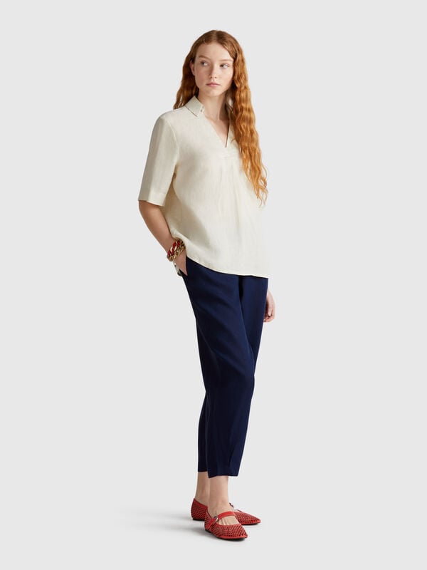 Pantalón suave de puro lino Mujer