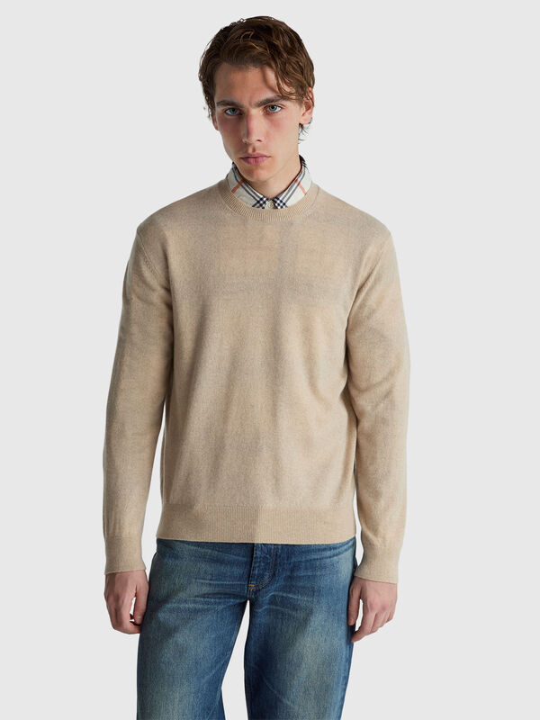 Jersey beige de 100 % cachemir Hombre