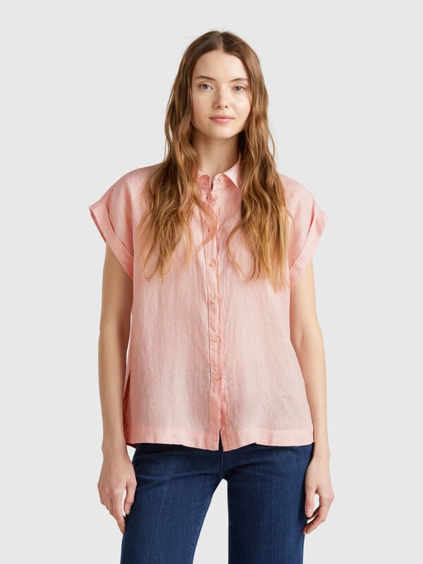 Camisa regular fit de puro lino Mujer