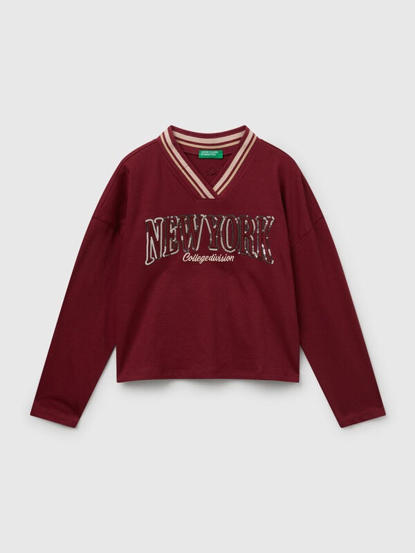 Camiseta con bordado de lentejuelas Niña