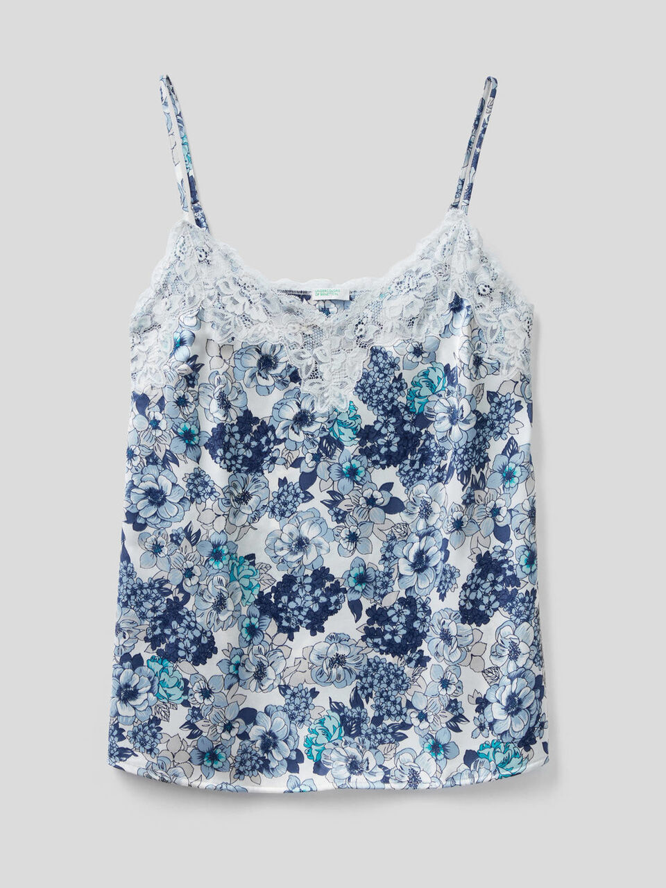 Camiseta de tirantes floral con encaje elástico image number 1