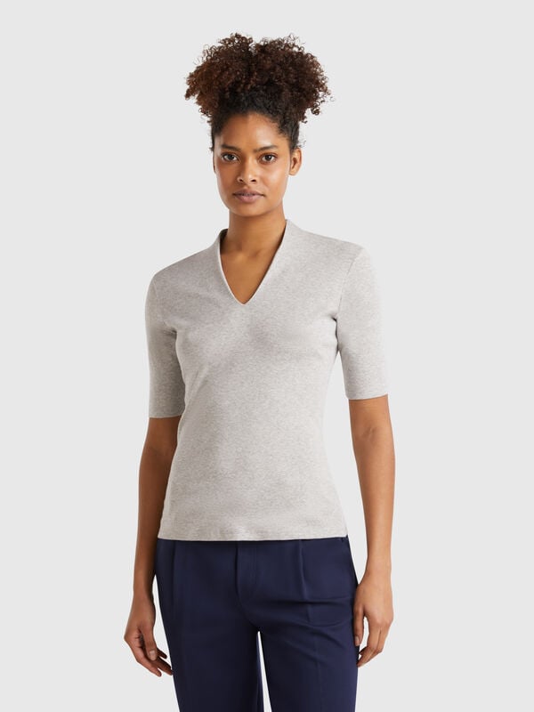Camiseta slim fit de algodón de fibra larga Mujer