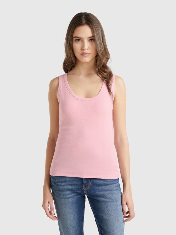 Camiseta de tirantes rosa de puro algodón Mujer