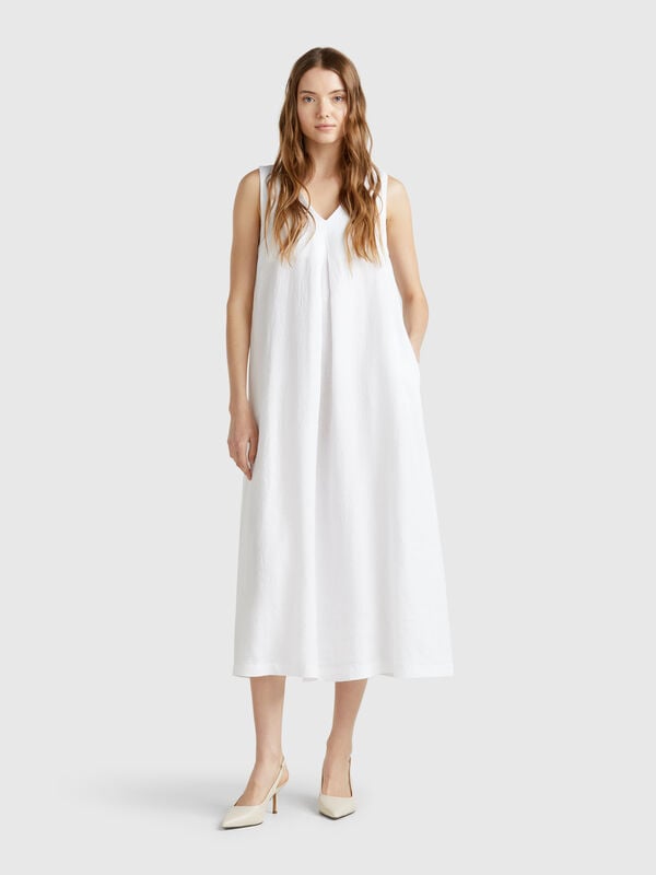Vestido sin mangas de puro lino Mujer