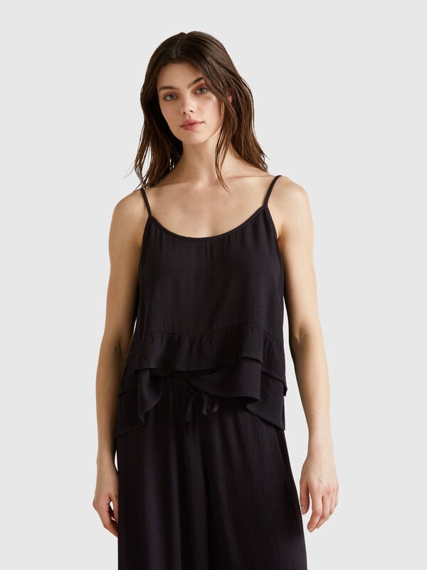 Top fluido con volante Mujer