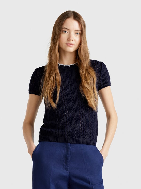 Jersey perforado de puro algodón Mujer