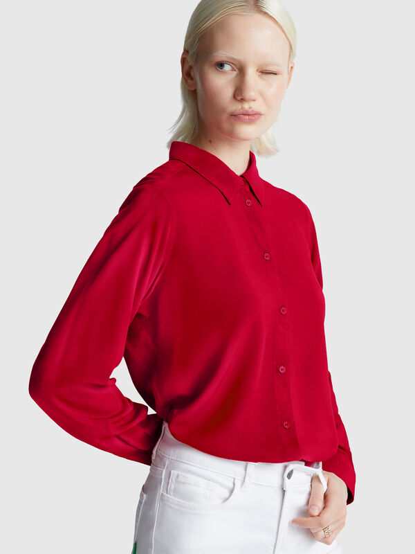 Camisa de viscosa de corte regular Mujer