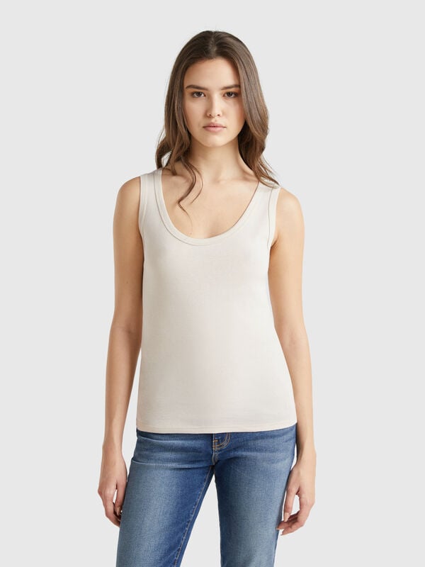 Camiseta de tirantes beige de puro algodón Mujer