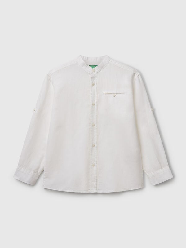 Camisa mandarina en mezcla de lino Niño