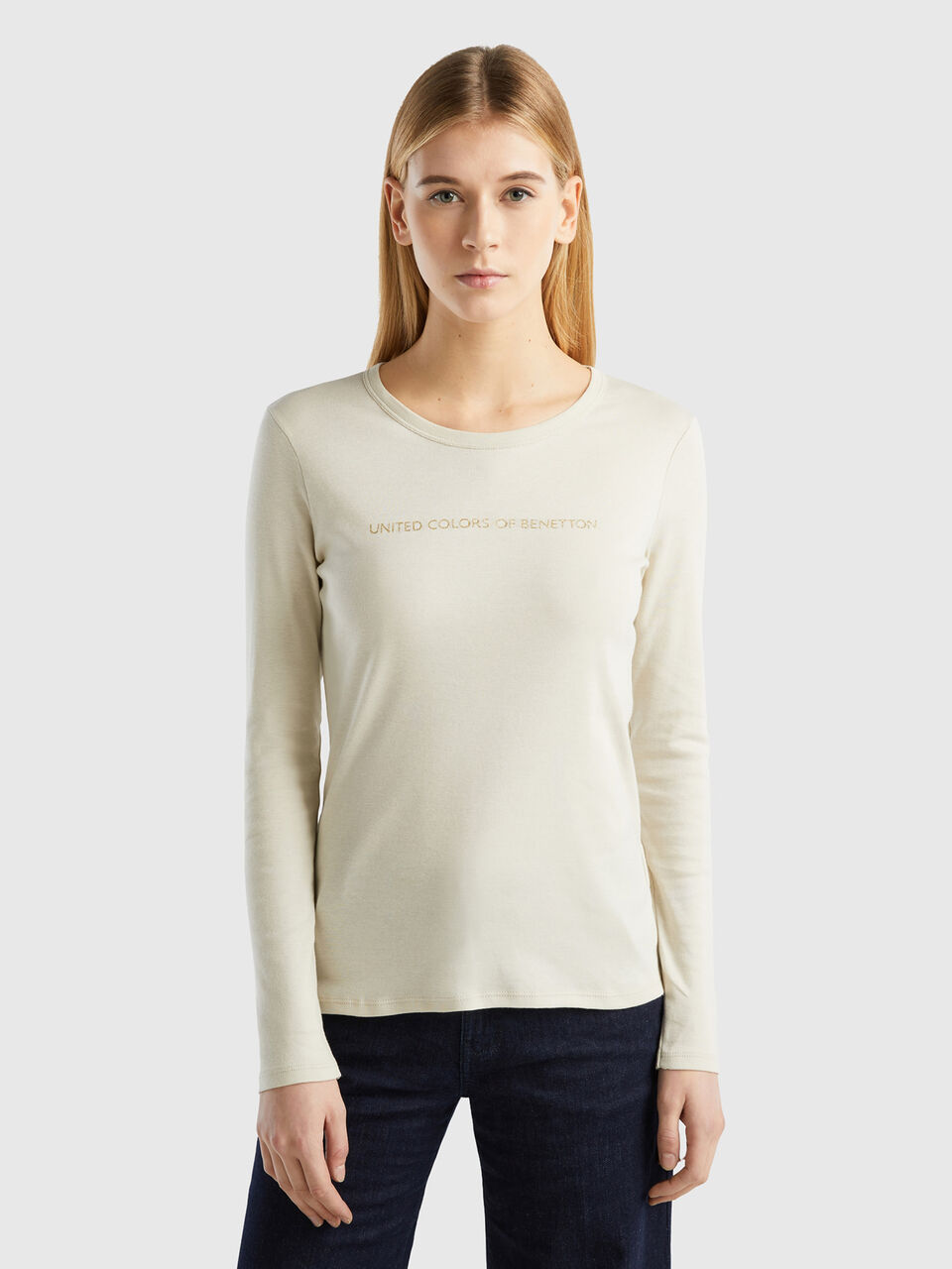 Camiseta manga larga mujer Daphne beige