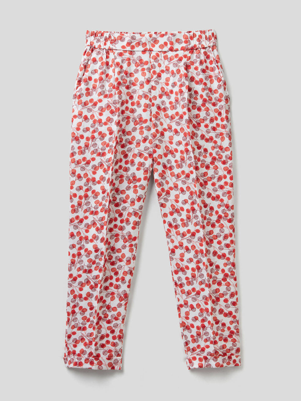 Pantalón de 100% lino con estampado image number 1
