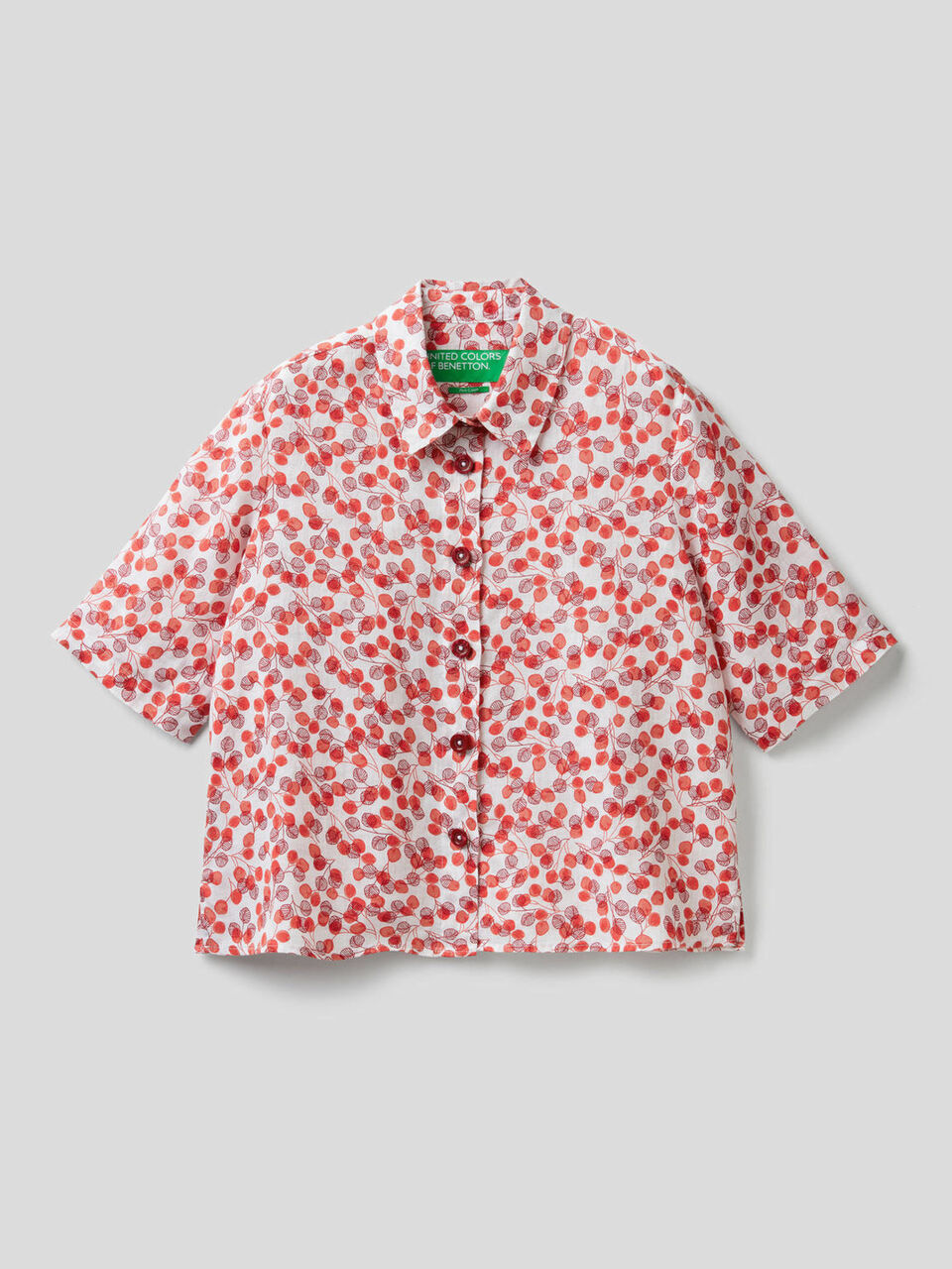 Camisa de 100% lino con estampado image number 1