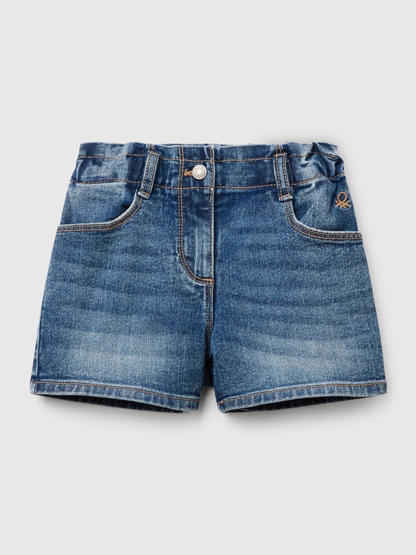 Shorts vaqueros tipo bolsa de papel Niña