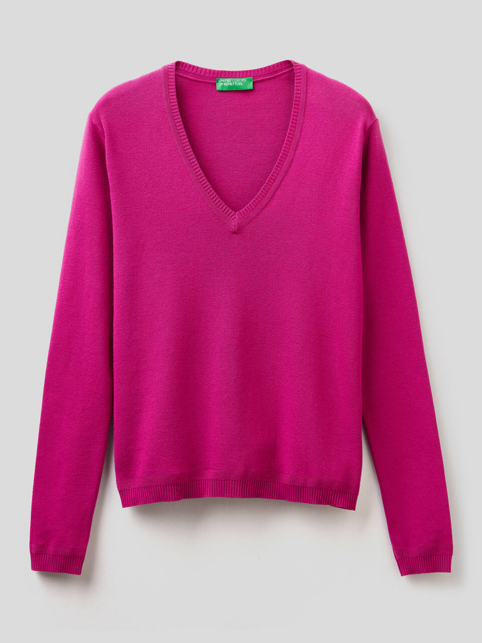 Jersey de algodón puro con escote de pico image number null