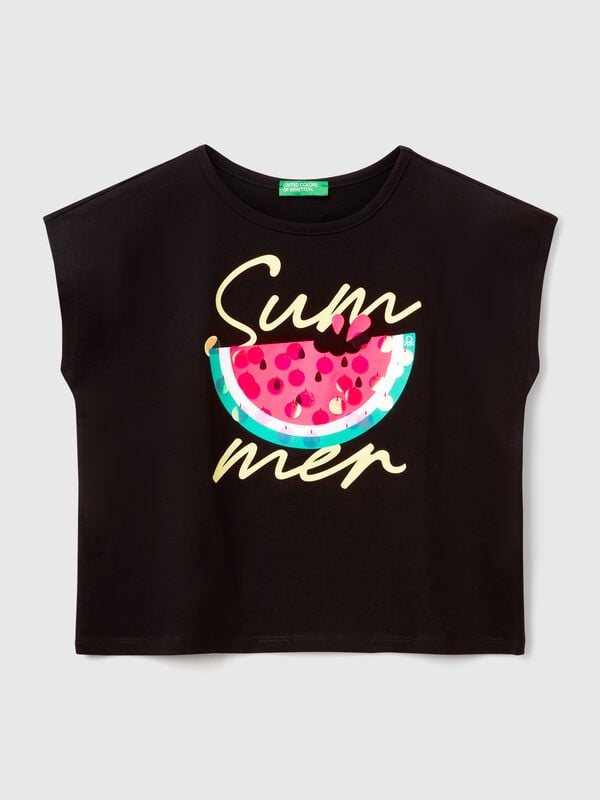 Camiseta con estampado y lentejuelas Niña