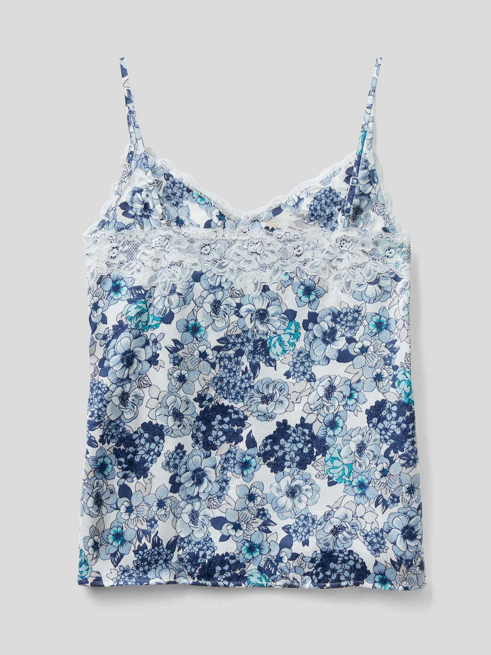 Camiseta de tirantes floral con encaje elástico image number 2