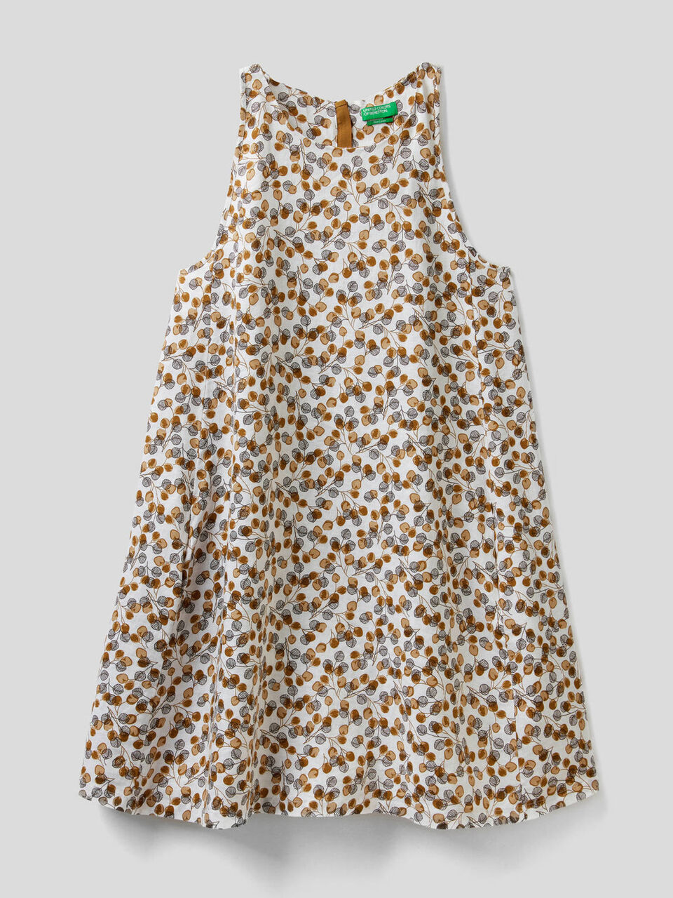 Vestido de 100% lino con estampado image number 1