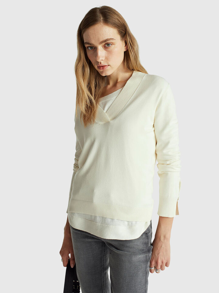 V NECK SWEATER L/S Mujer