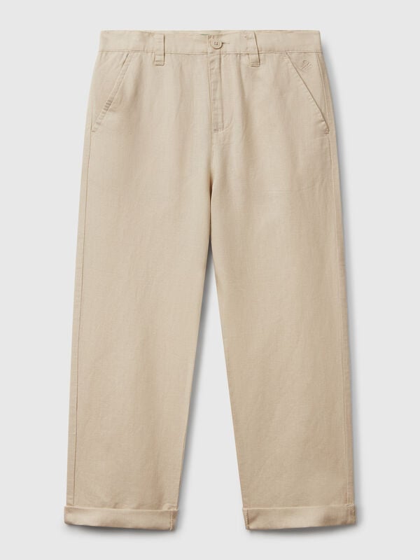 Pantalón relajado en mezcla de lino Niño