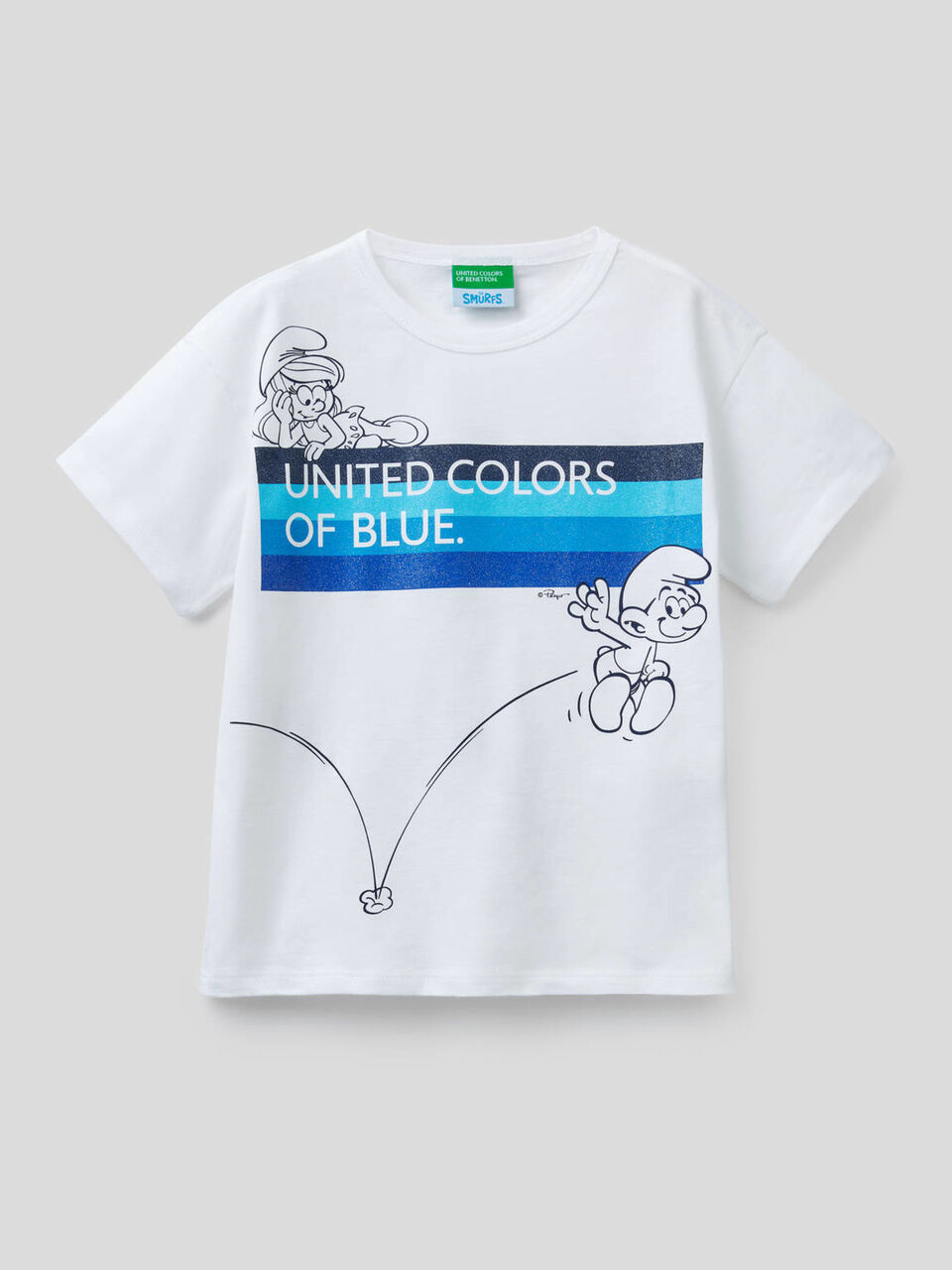 Camiseta boxy con estampado de pitufos image number 1