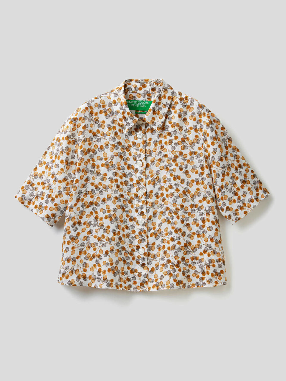Camisa de 100% lino con estampado image number 1