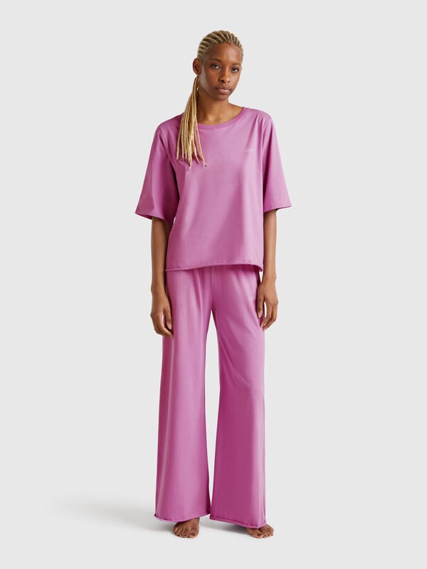 Pijama holgado de puro algodón Mujer