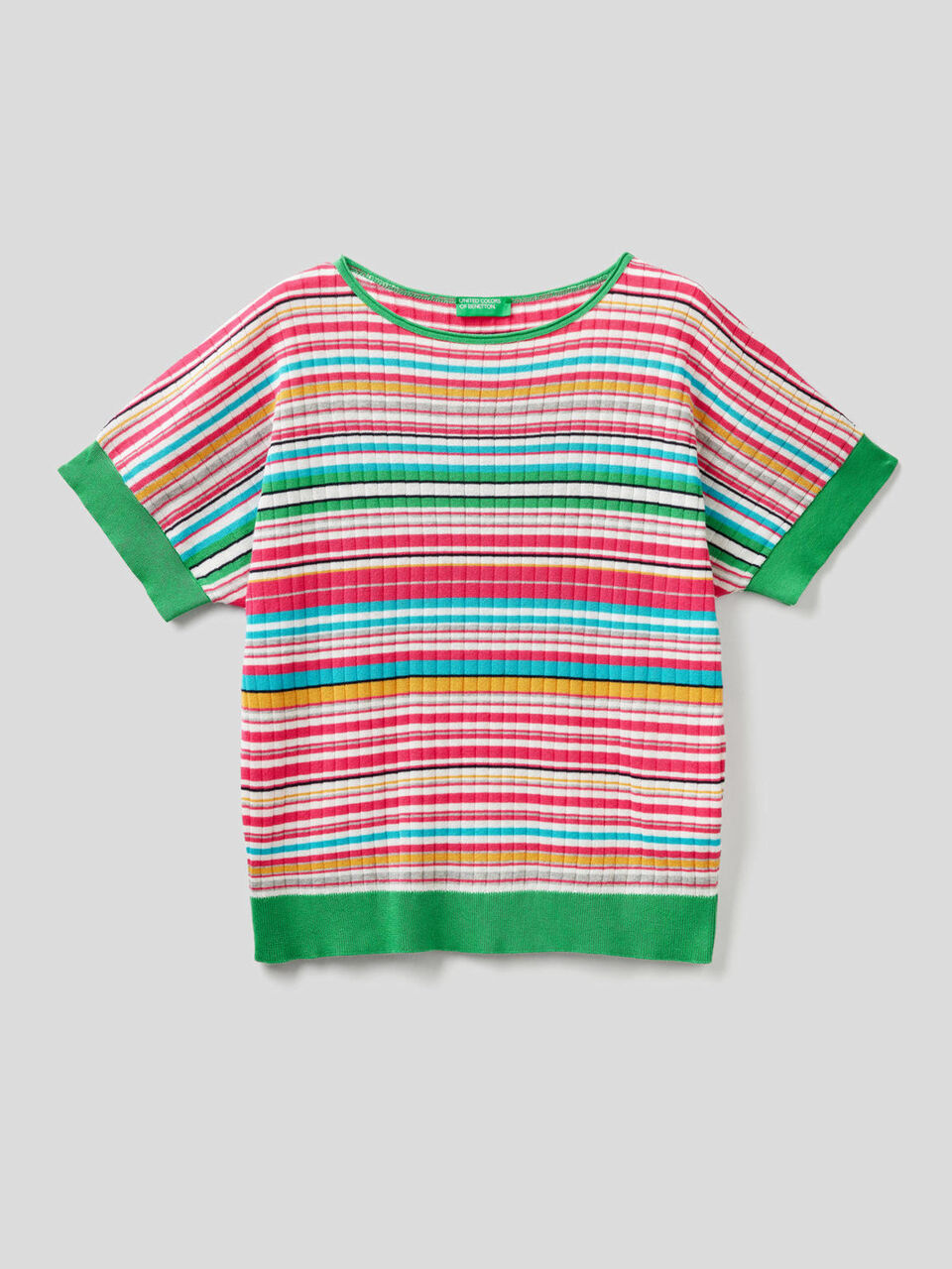 Jersey manga larga a rayas multicolor image number 1
