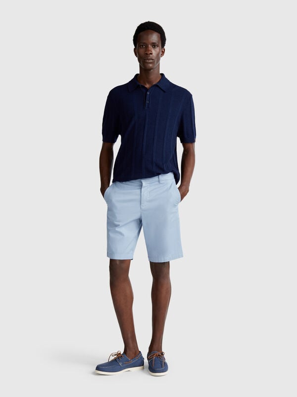 Bermudas chinos de algodón elástico Hombre