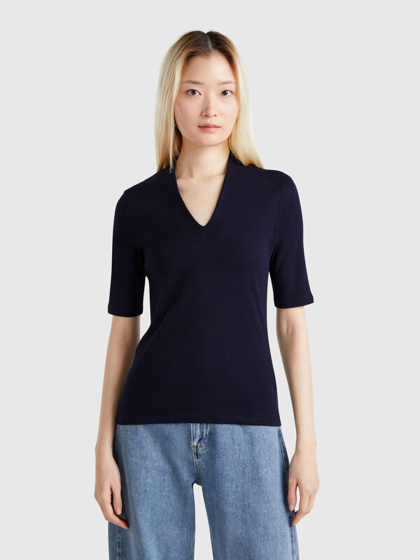 Camiseta slim fit de algodón de fibra larga Mujer