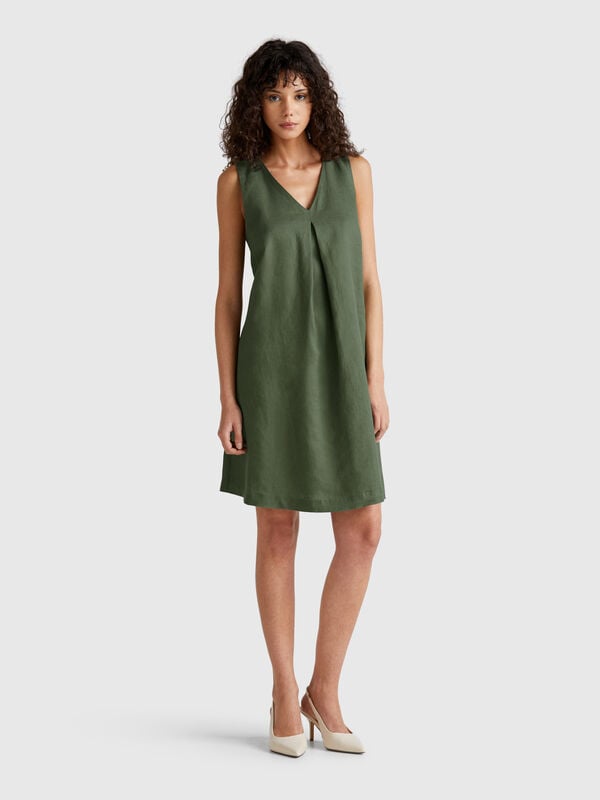 Vestido sin mangas de puro lino Mujer
